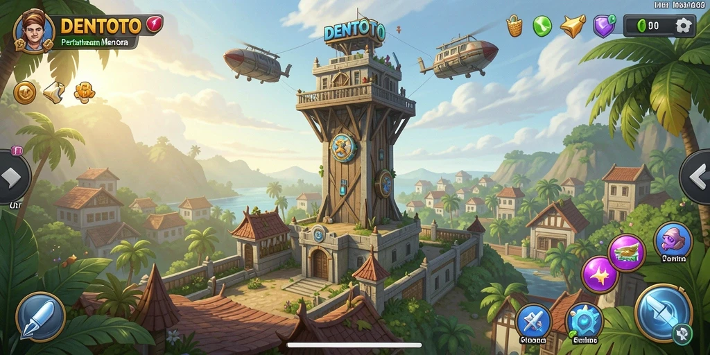Tampilan gameplay DENTOTO yang seru di menara pertahanan.